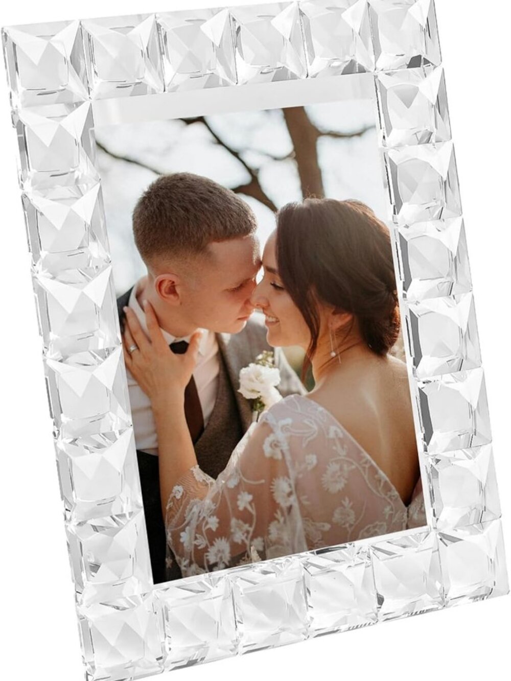 Elegant Crystal Photo Frame for Wedding & Keepsake Display, 5"x7", Gift Boxed